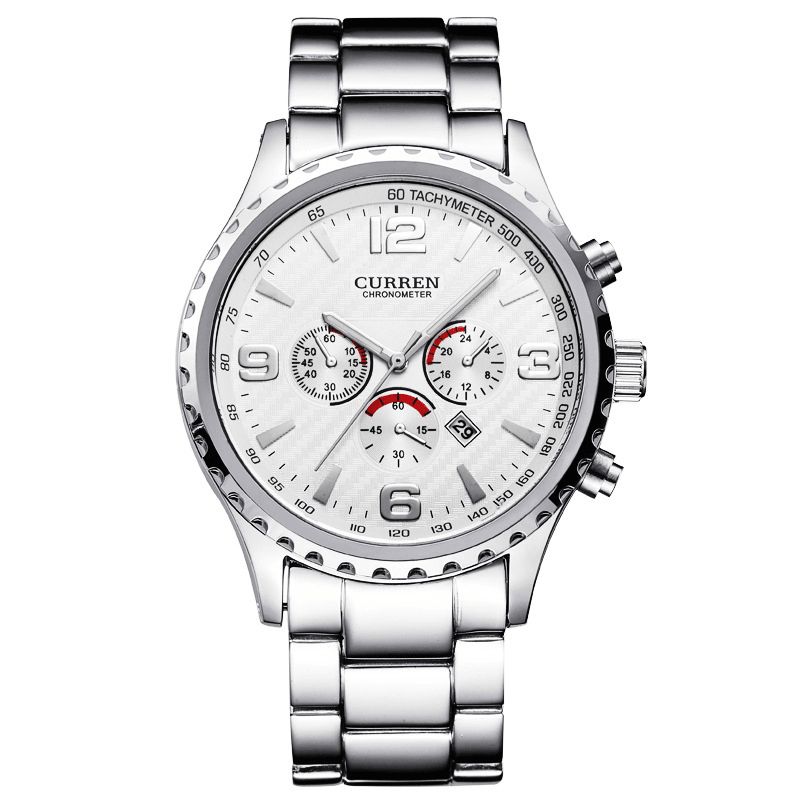 Curren 8056 Full Steel Business Style Herr Armbandsur Vattentät Kvarts Klockor