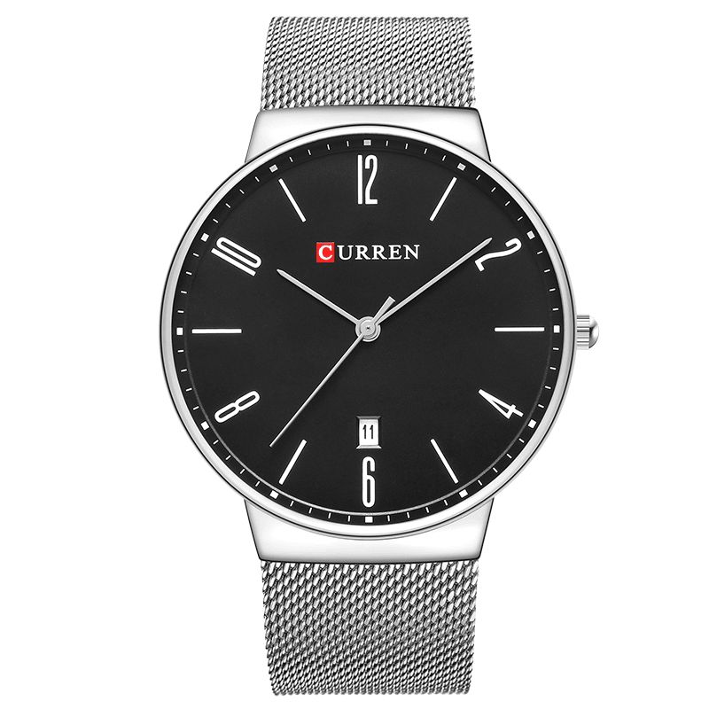 Curren 8257 Ultra Thin Casual Design Kvartsur Datum Display Rostfritt Stål Herrklocka