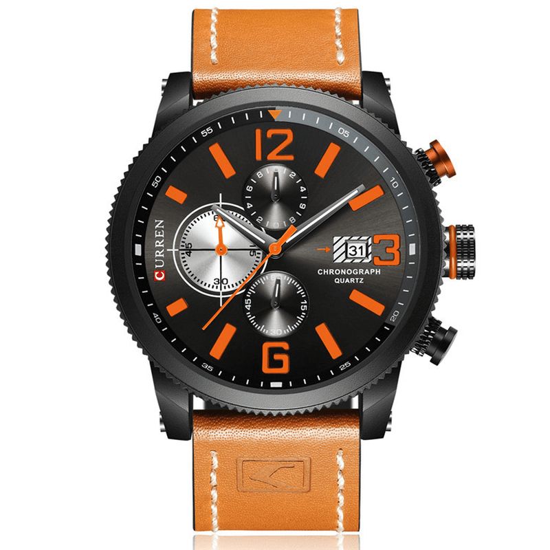 Curren 8281 Working Little Dials Chronograph Kvartsur Waterproof Sport Herr Watch