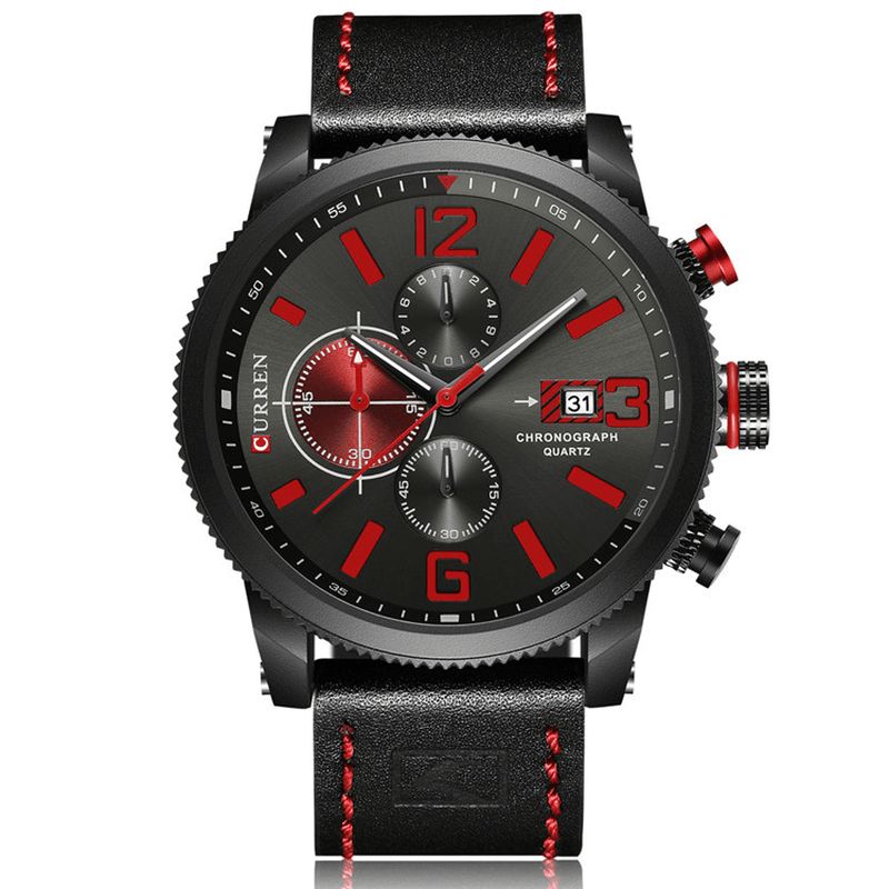 Curren 8281 Working Little Dials Chronograph Kvartsur Waterproof Sport Herr Watch