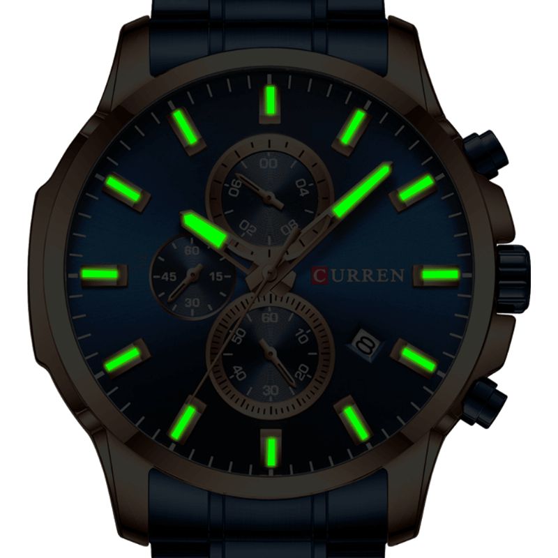 Curren 8348 Full Steel Watch Band Kvartsur Luminous Display Business Herrklocka