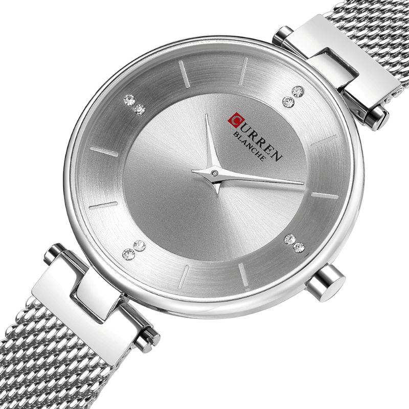 Curren 9031 Ultra Thin Dial Case Elegant Design Damklocka Full Steel Kvartsur