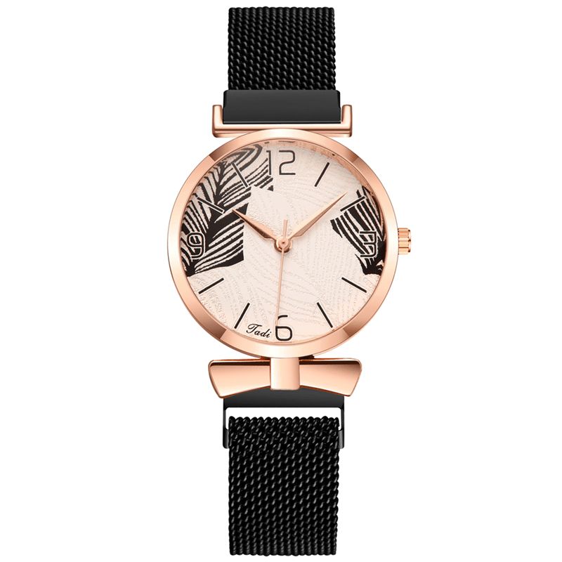 Deffrun A0507 Ultra Thin Casual Style Dam Armbandsur Trädmönster Urtavla Rose Gold Legering Fodral Kvartsur