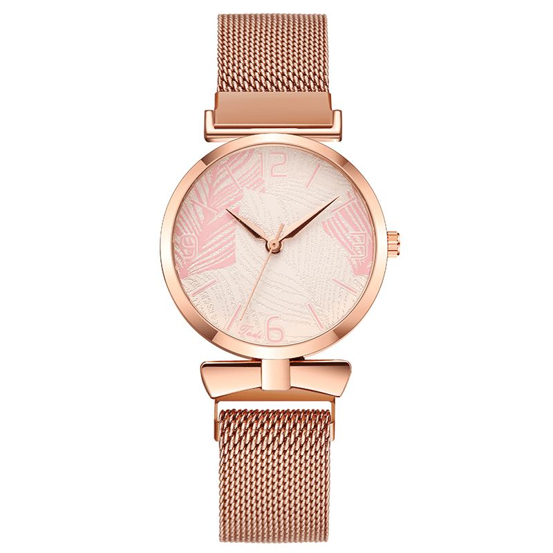 Deffrun A0507 Ultra Thin Casual Style Dam Armbandsur Trädmönster Urtavla Rose Gold Legering Fodral Kvartsur