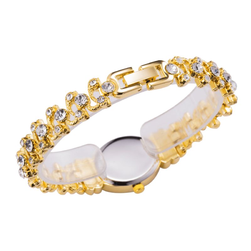 Deffrun Asj Luxury Delicate With Diamonds Oval Urtavla Kvinnor Vattentät Rostfritt Stål Armband Kvartsur