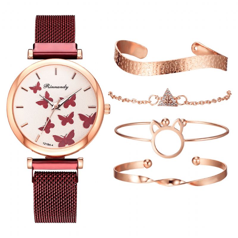 Deffrun Casual Style Kvinnor Armbandsur Med Armband Set Full Legering Elegant Design Kvartsur