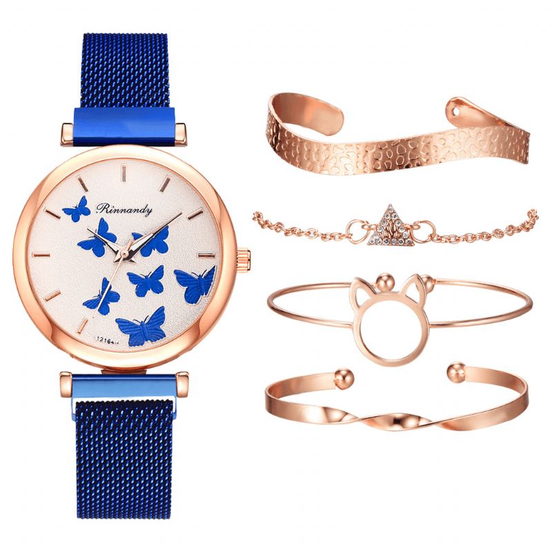 Deffrun Casual Style Kvinnor Armbandsur Med Armband Set Full Legering Elegant Design Kvartsur