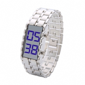 Deffrun Full Steel Justerbar Herrarmbandsur Led Display Digital Watch