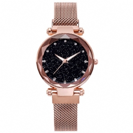 Deffrun Milan Strap Mode Starry Sky Magnetic Damklocka Starry Sky Watch Kvinnlig Kvartsklocka