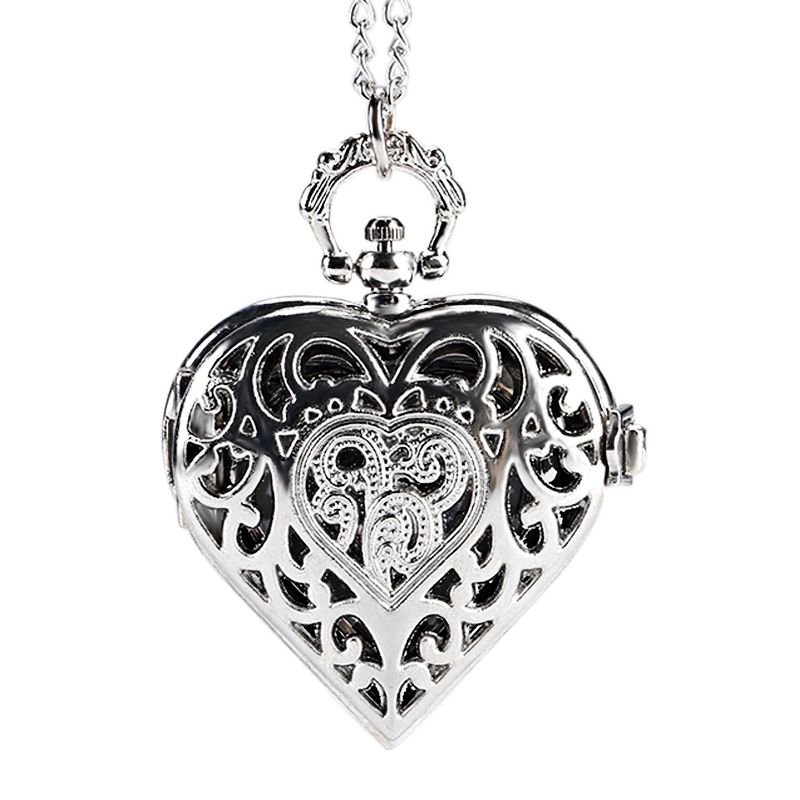 Deffrun Silver Heart Shape Hollow Quartz Fickur