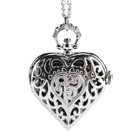 Deffrun Silver Heart Shape Hollow Quartz Fickur