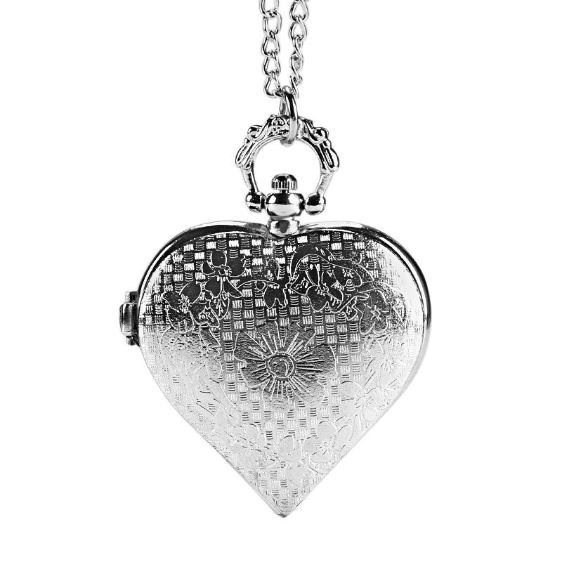 Deffrun Silver Heart Shape Hollow Quartz Fickur