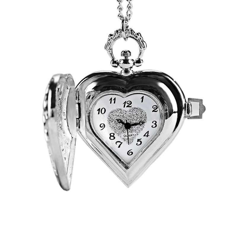 Deffrun Silver Heart Shape Hollow Quartz Fickur