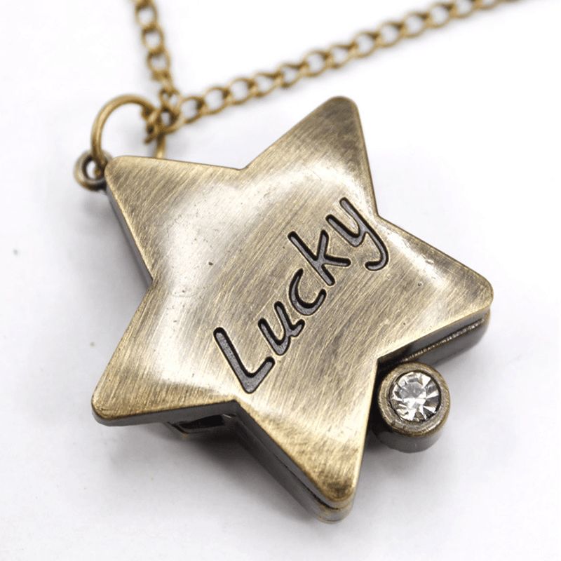 Deffrun Star Shape Lucky Word Retrostil Brons Kvarts Fickur