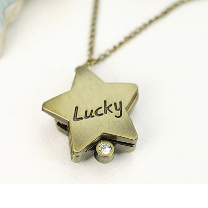 Deffrun Star Shape Lucky Word Retrostil Brons Kvarts Fickur