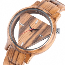 Deffrun Transparent Creative Wooden Armbandsur Unik Design Herr Kvartsur