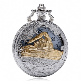 Deffrun Vintage Style Silver Case Unisex Watch 3D Design Cover Pocket Watches