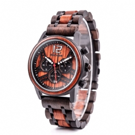 Dodo Deer D07 Retro Wooden Luminous Date Display Kvartsur Armbandsur Med Presentförpackning