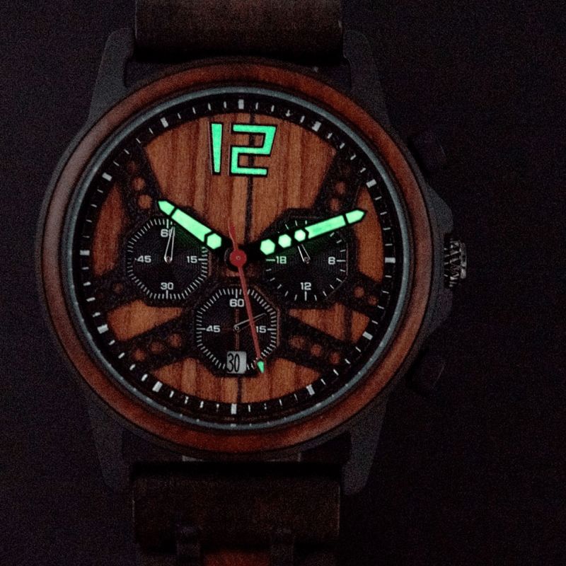 Dodo Deer D07 Retro Wooden Luminous Date Display Kvartsur Armbandsur Med Presentförpackning