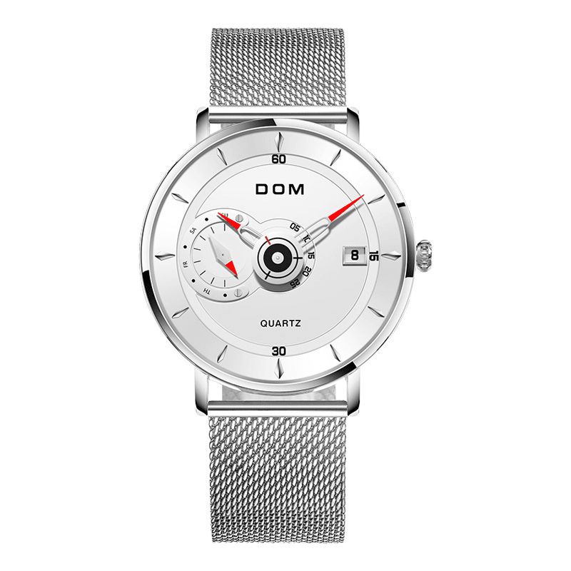 Dom M-1299 Ultra Thin Business Style Herr Armbandsur Full Steel Band Creative Kvartsur