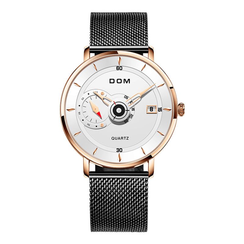 Dom M-1299 Ultra Thin Business Style Herr Armbandsur Full Steel Band Creative Kvartsur