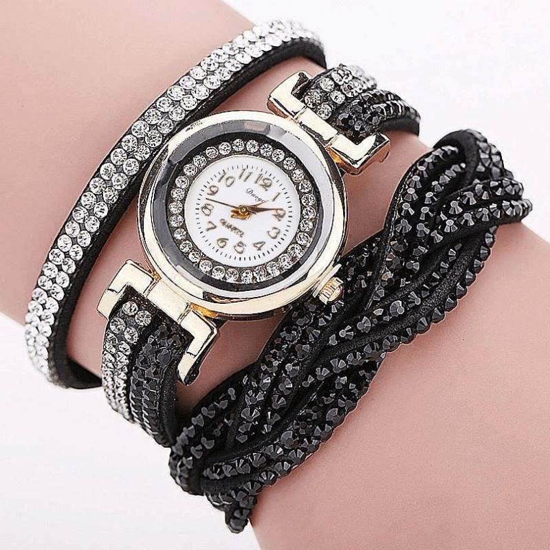 Duoya D056 Crystal Retro Style Dam Armband Watch Klänning Kvartsur