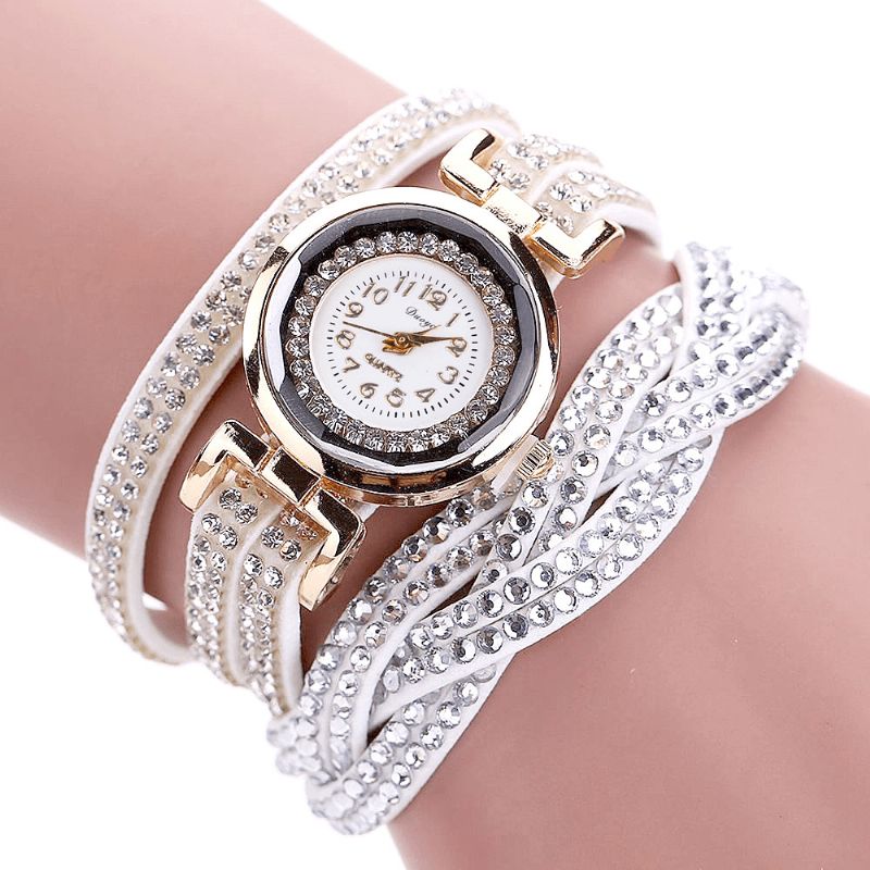 Duoya D056 Crystal Retro Style Dam Armband Watch Klänning Kvartsur