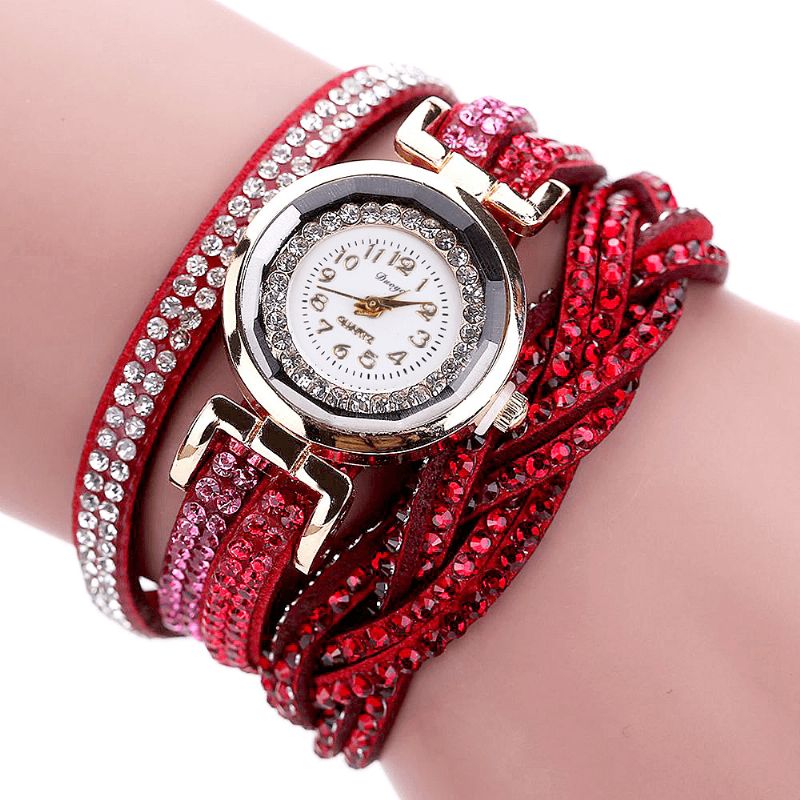 Duoya D056 Crystal Retro Style Dam Armband Watch Klänning Kvartsur