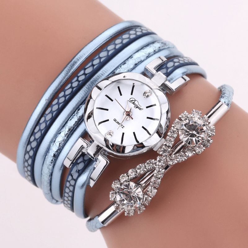 Duoya D258 Retro Style Dam Armband Watch Bow Crystal Kvartsur