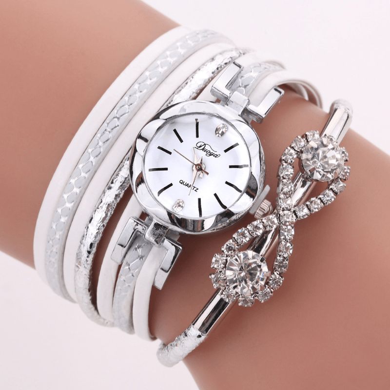 Duoya D258 Retro Style Dam Armband Watch Bow Crystal Kvartsur