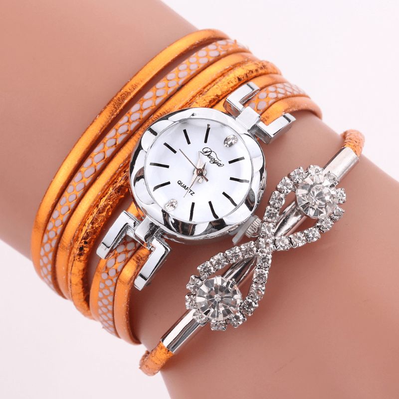 Duoya D258 Retro Style Dam Armband Watch Bow Crystal Kvartsur