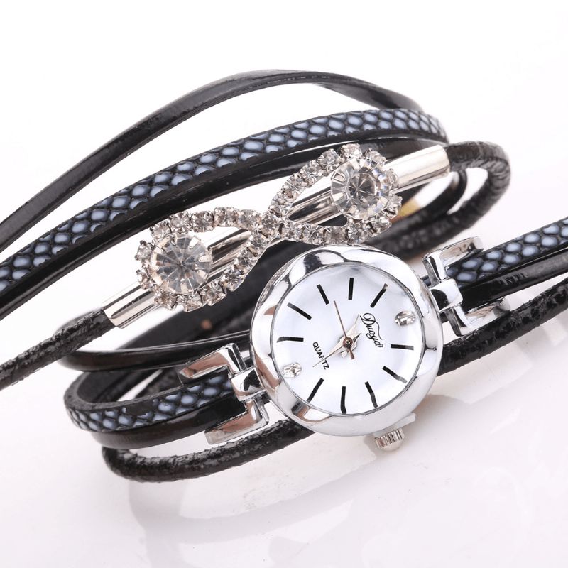 Duoya D258 Retro Style Dam Armband Watch Bow Crystal Kvartsur