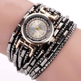 Duoya Dy004 Crystal Casual Style Damarmbandsklocka Guldfodral Quartz Rörelseklockor