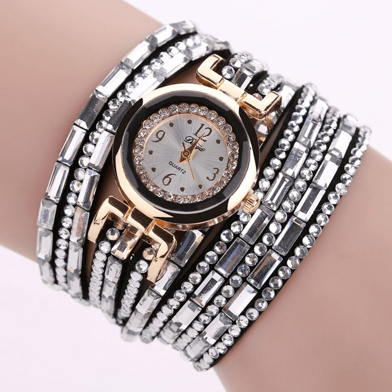 Duoya Dy004 Crystal Casual Style Damarmbandsklocka Guldfodral Quartz Rörelseklockor