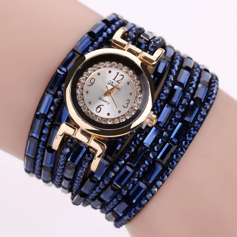 Duoya Dy004 Crystal Casual Style Damarmbandsklocka Guldfodral Quartz Rörelseklockor