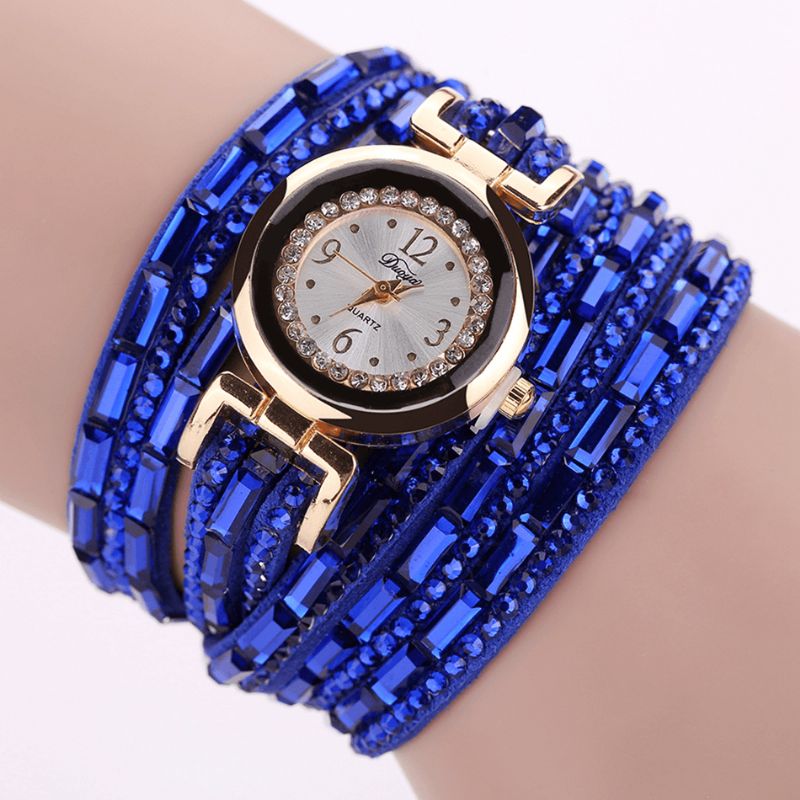 Duoya Dy004 Crystal Casual Style Damarmbandsklocka Guldfodral Quartz Rörelseklockor