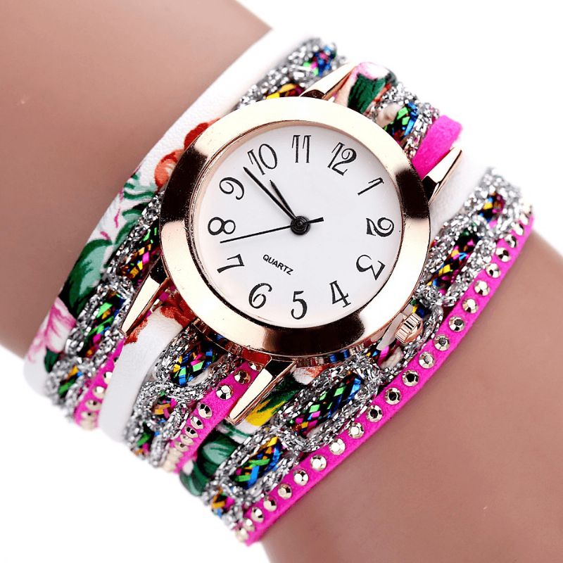 Duoya Retro Style Dam Armband Watch Rhinestone Kvartsur