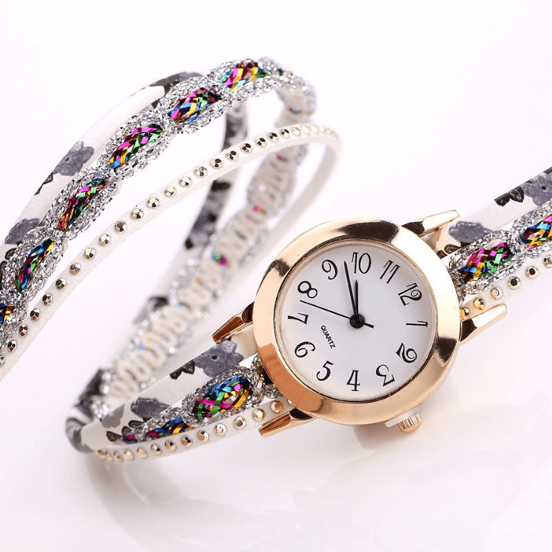 Duoya Retro Style Dam Armband Watch Rhinestone Kvartsur