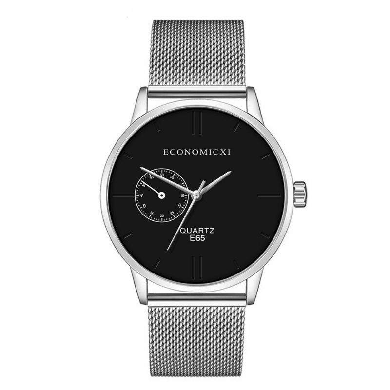 Economicxi E65 Casual Style Ultra Tunn Herrarmbandsur Mesh Stålband Quartz Klockor