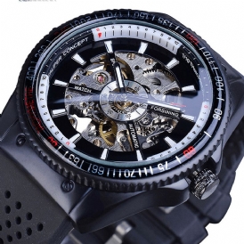 Forsining Gmt963 Mode Herrklocka Silikonband Automatisk Casual Mekanisk Klocka