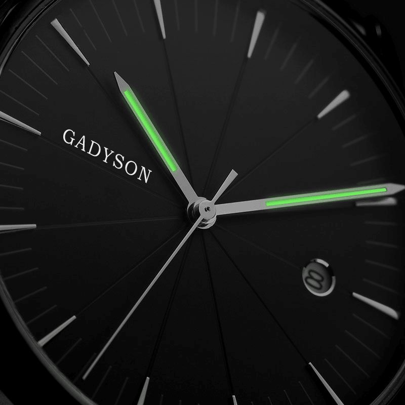 Gadyson A9105 Kalender Casual Style Herr Armbandsur Full Steel Luminous Display Kvartsur