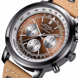 Hannah Martin 2011 Chronograph Military Style Herr Armbandsur Läderband Kvartsur