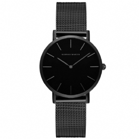 Hannah Martin Ch36 Mode Casual Enkel Big Dial Steel Mesh Rem Vattentät Kvinnor Kvartsur