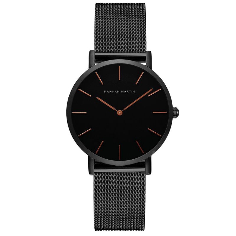 Hannah Martin Ch36 Mode Casual Enkel Big Dial Steel Mesh Rem Vattentät Kvinnor Kvartsur