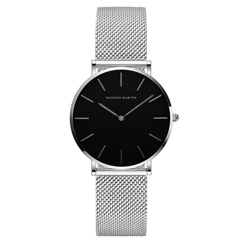 Hannah Martin Ch36 Mode Casual Enkel Big Dial Steel Mesh Rem Vattentät Kvinnor Kvartsur