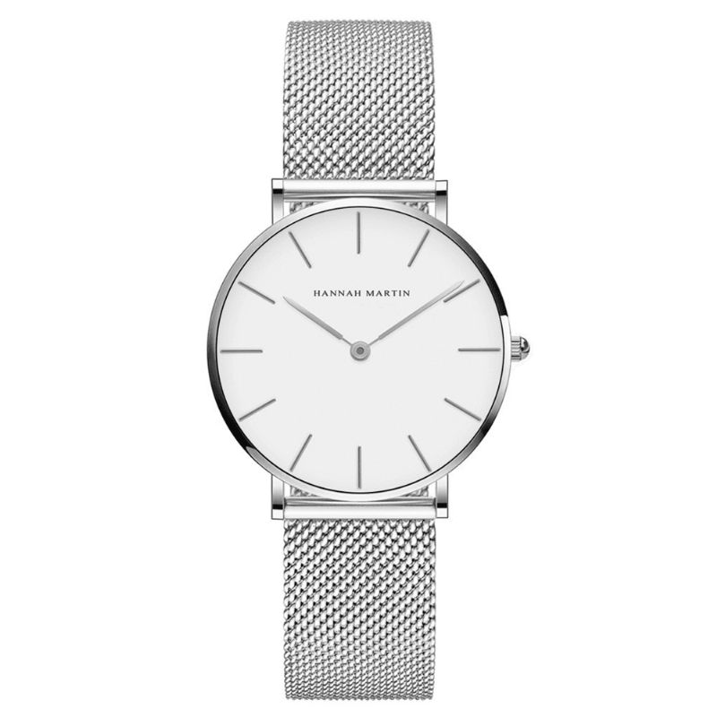 Hannah Martin Ch36 Mode Casual Enkel Big Dial Steel Mesh Rem Vattentät Kvinnor Kvartsur