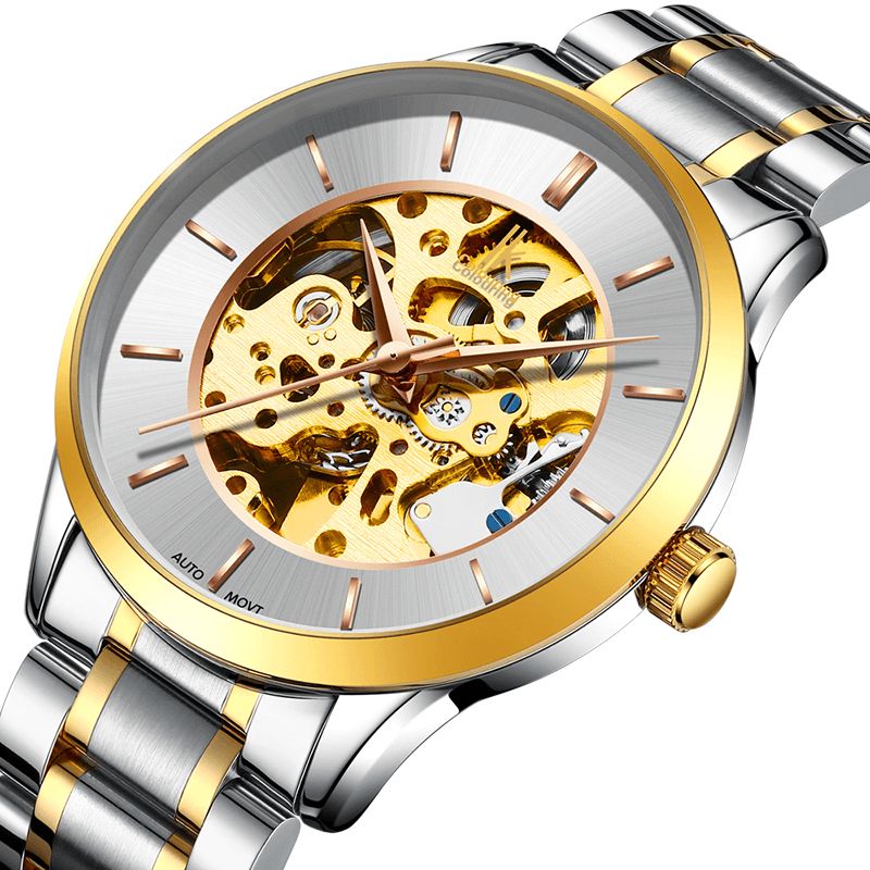 Ik Färg K004 Bussiness Style Man Wacth Rose Golden Auto Mekanisk Armbandsur