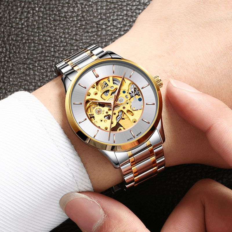 Ik Färg K004 Bussiness Style Man Wacth Rose Golden Auto Mekanisk Armbandsur