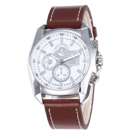 K0012 Fritid Sport Herr Klockor Legeringsfodral Läderband Creative Three-Dimen'Sional Dial Kvartsur