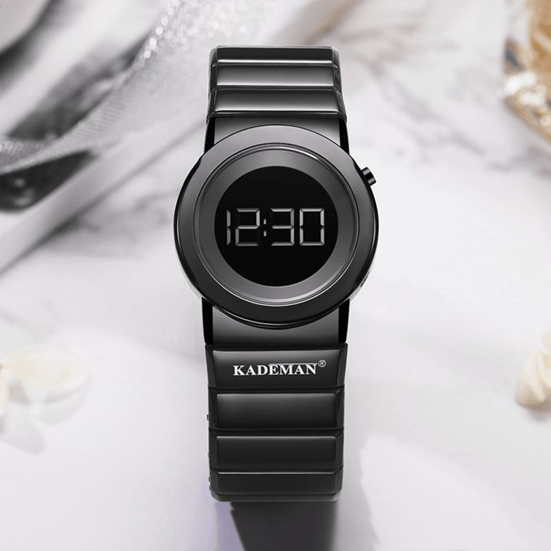 Kademan K9052 Casual Damklocka 3Atm Vattentät Armband I Rostfritt Stål Led Digital Klocka